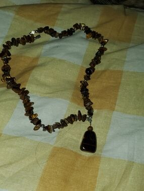 Necklace Made With Polished Tiger Eye Gems